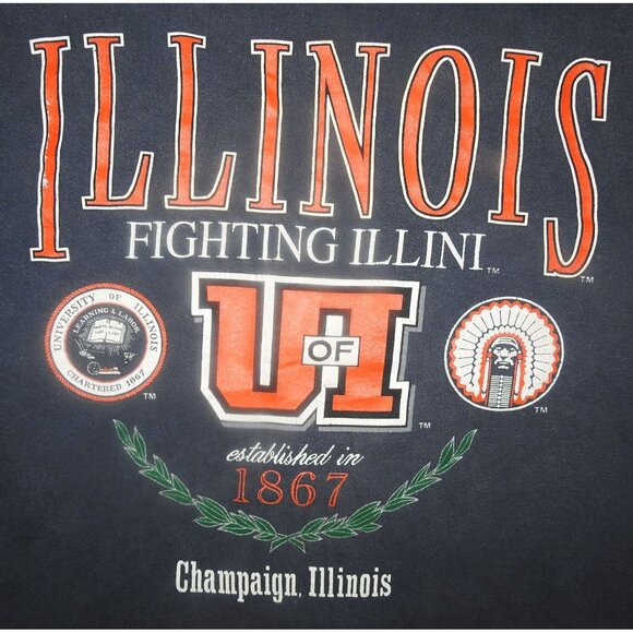 Vintage 90s University Illinois Illini Galt Crew Heavy Pullover Sweatshirt XL - Picture 2 of 7